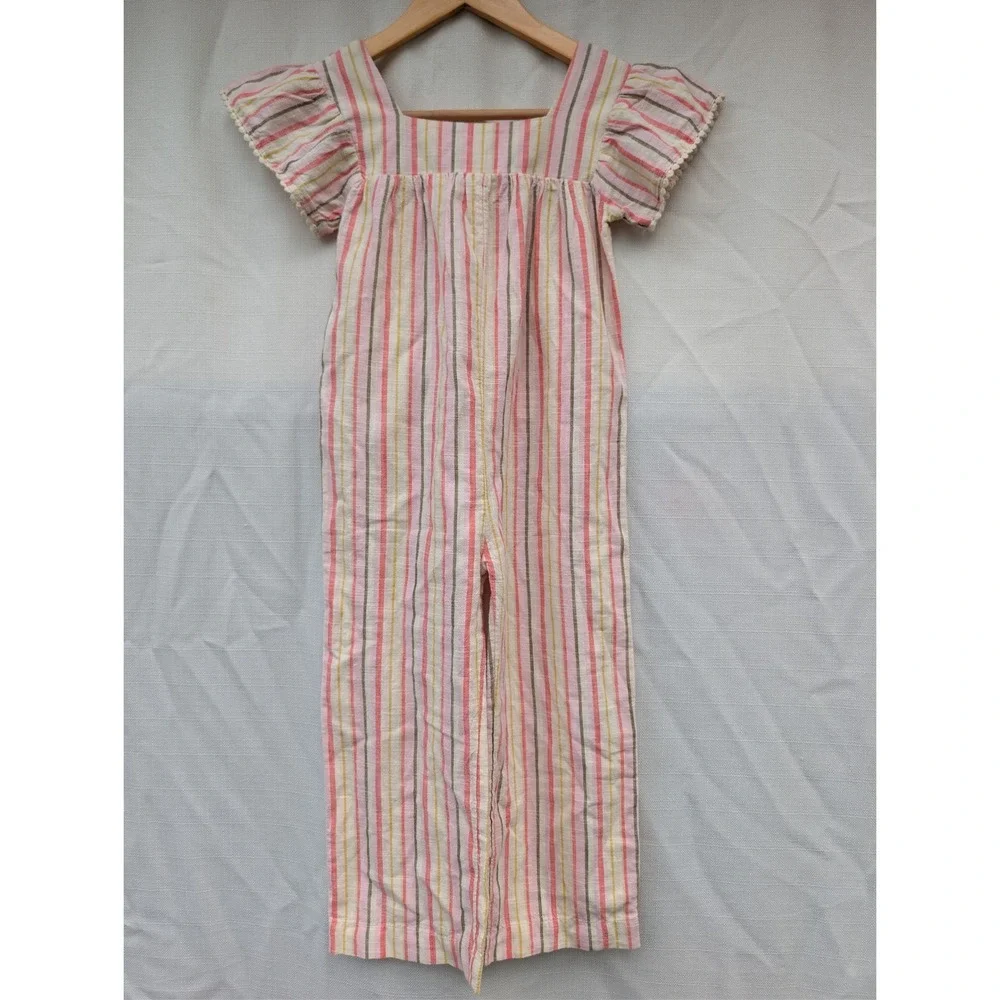 Old Navy Girls Striped Flutter Sleeve Wide Leg Jumpsuit‎ Size 5T Pink Cotton